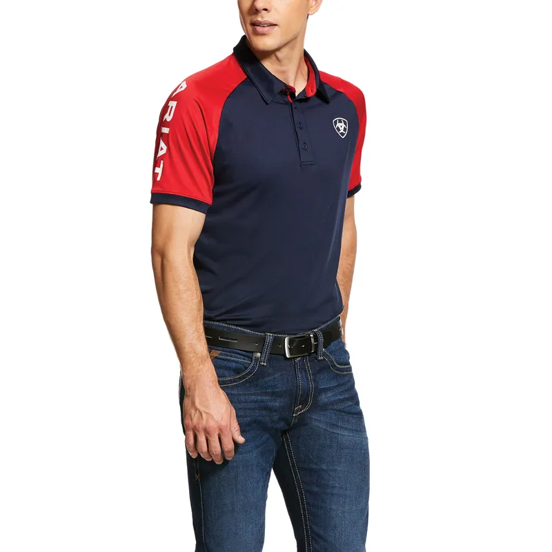 Ariat Team 3.0 Polo Shirt Mens in Navy and Red-6